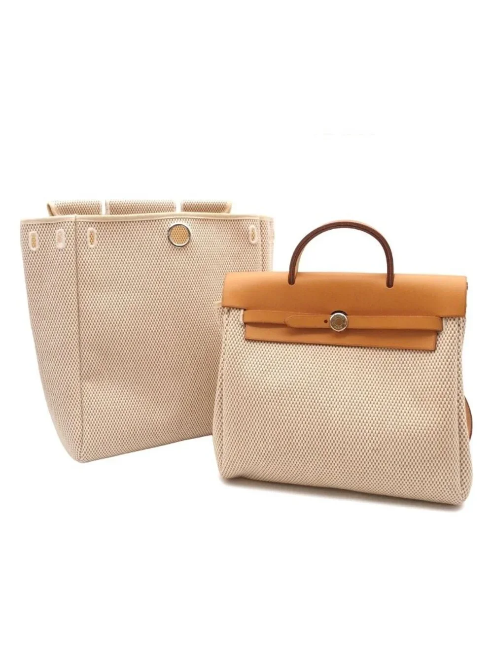 Hermes Herbag a Dos PM Natural Silver Toile Vache Backpack